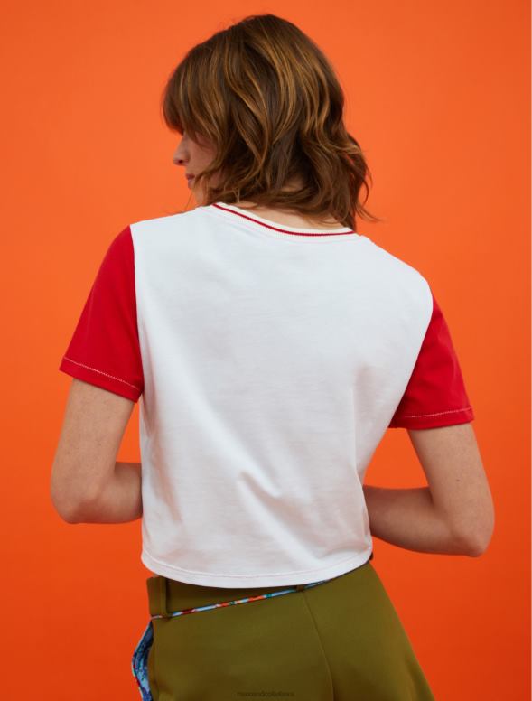 apģērbu 8VJP572 optika balta superga apdrukāts apgriezts t-krekls sievietes MAX&Co.