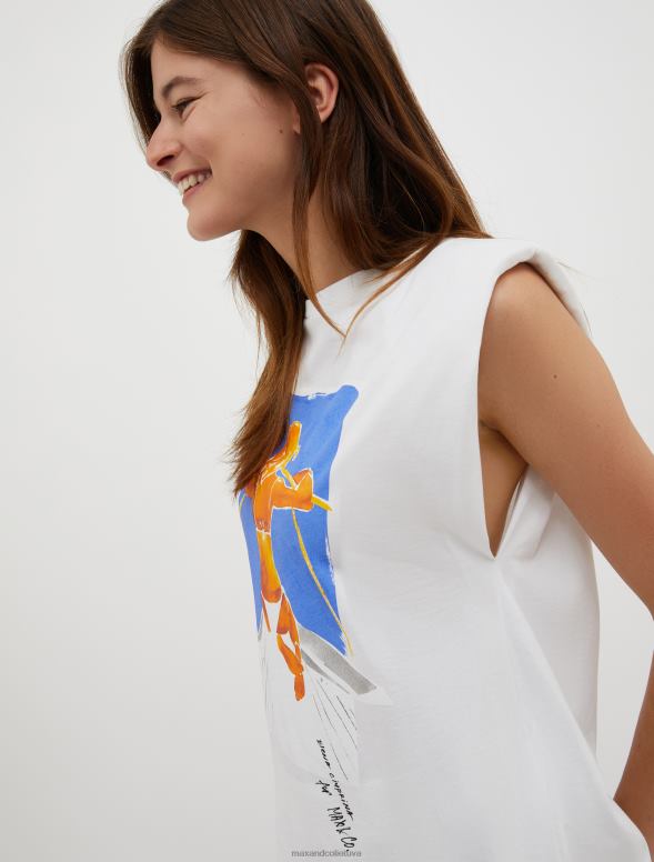 apģērbu 8VJP573 optika balta zīmēsim! t-krekls bez piedurknēm sievietes MAX&Co.