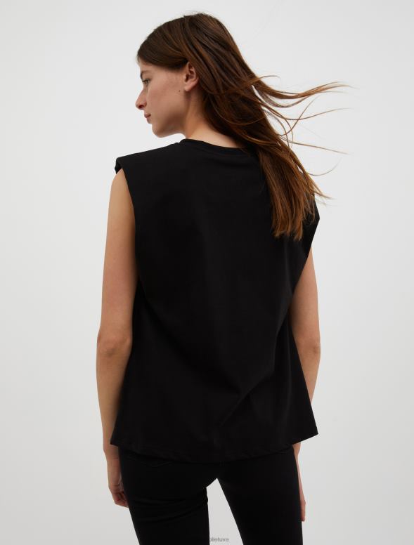 apģērbu 8VJP574 melns zīmēsim! t-krekls bez piedurknēm sievietes MAX&Co.