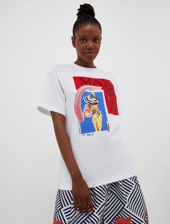 apģērbu 8VJP577 violets raksts zīmēsim! T-krekls ar logotipu sievietes MAX&Co.