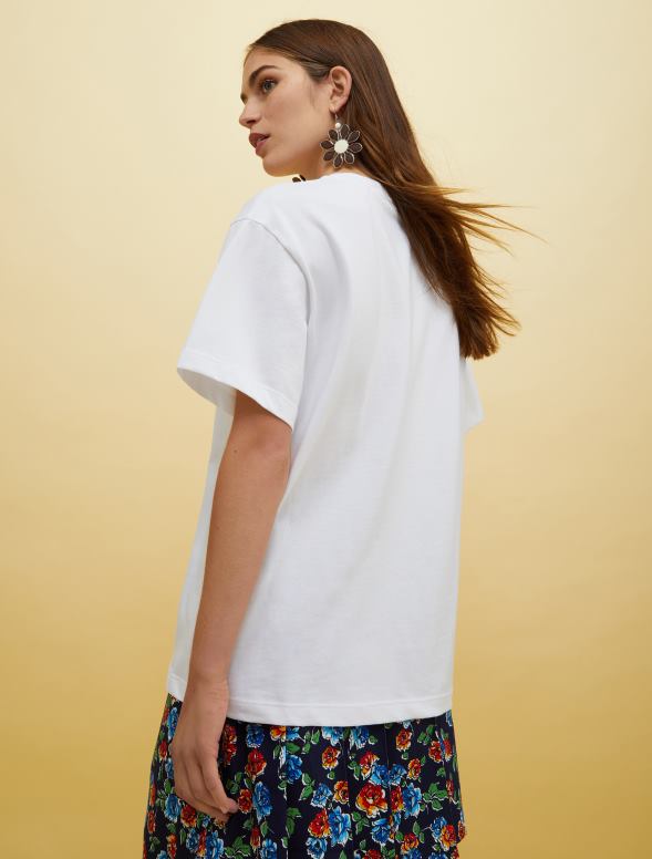 apģērbu 8VJP581 violets raksts cilvēki, vietas, krāsainu logo t-krekls sievietes MAX&Co.