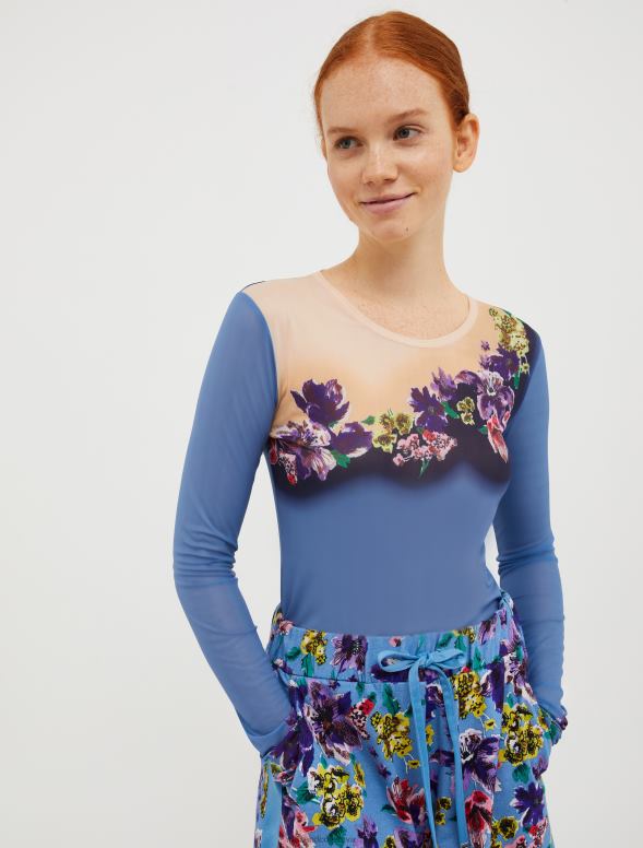 apģērbu 8VJP586 gaiši zils raksts tills-jersey t-krekls sievietes MAX&Co.