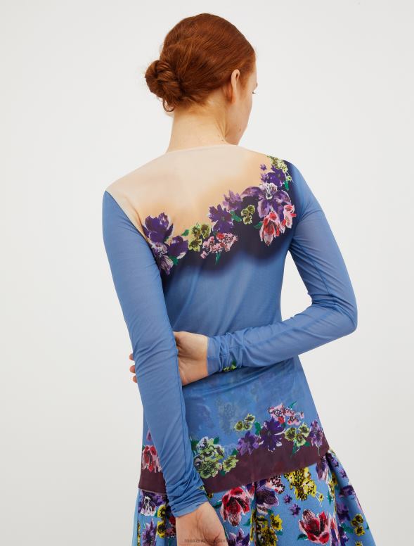 apģērbu 8VJP586 gaiši zils raksts tills-jersey t-krekls sievietes MAX&Co.