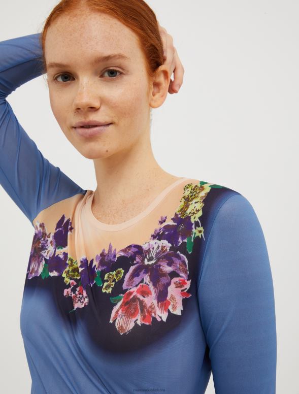 apģērbu 8VJP586 gaiši zils raksts tills-jersey t-krekls sievietes MAX&Co.