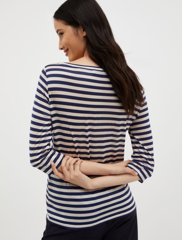 apģērbu 8VJP589 Ķīnas zils zīda džersija t-krekls sievietes MAX&Co.