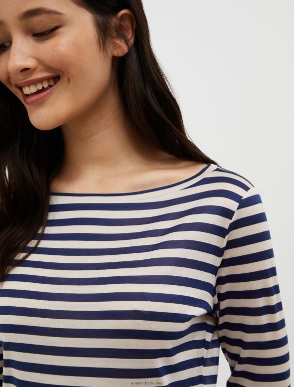 apģērbu 8VJP589 Ķīnas zils zīda džersija t-krekls sievietes MAX&Co.