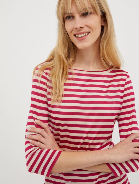 apģērbu 8VJP590 bordo zīda džersija t-krekls sievietes MAX&Co.