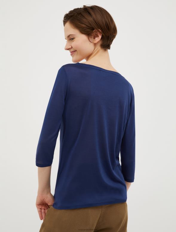 apģērbu 8VJP591 pusnakts zils zīda džersija t-krekls sievietes MAX&Co.