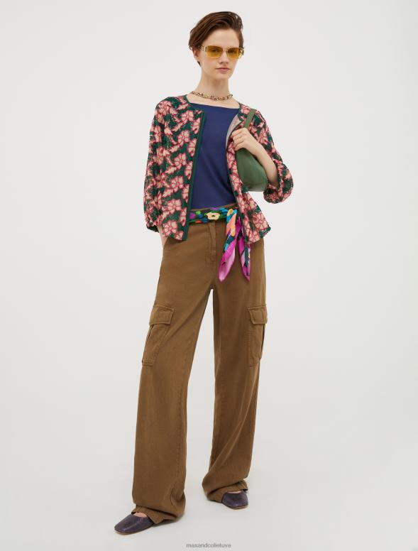 apģērbu 8VJP591 pusnakts zils zīda džersija t-krekls sievietes MAX&Co.