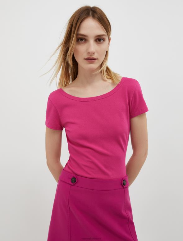 apģērbu 8VJP593 violets pieguļošs džersija t-krekls sievietes MAX&Co.