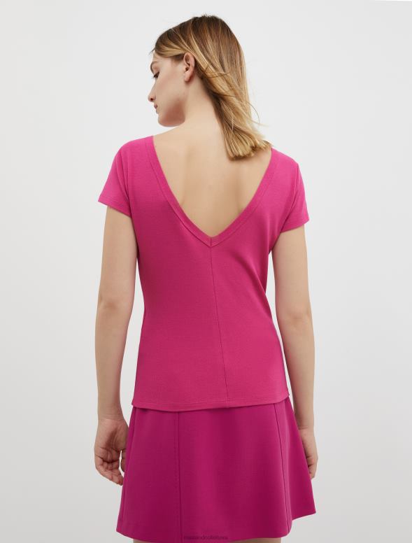 apģērbu 8VJP593 violets pieguļošs džersija t-krekls sievietes MAX&Co.