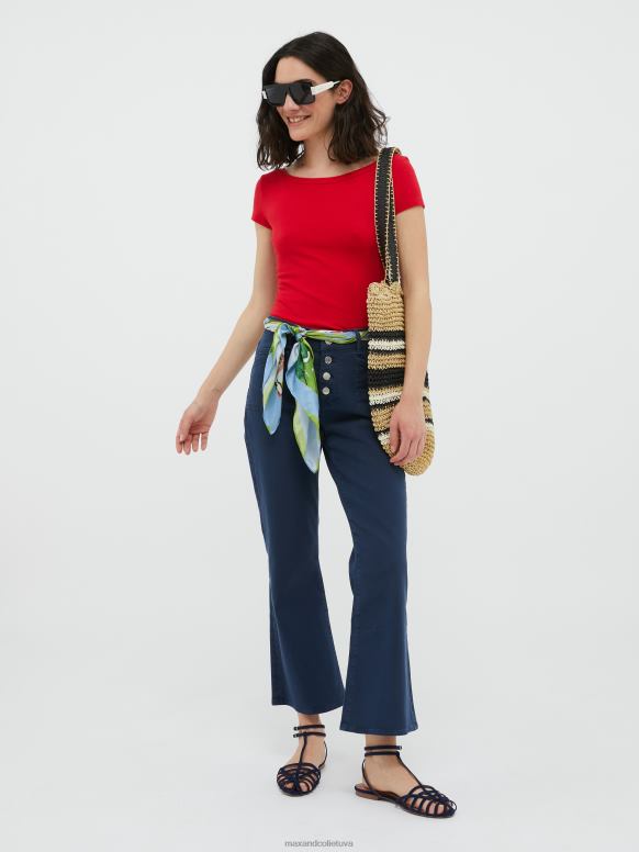 apģērbu 8VJP598 sarkans pieguļošs džersija t-krekls sievietes MAX&Co.