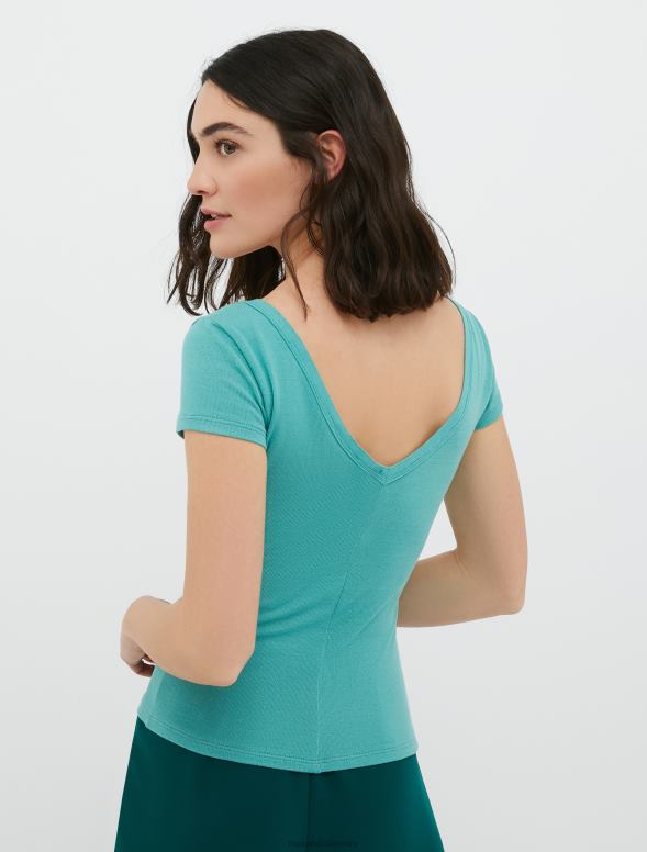 apģērbu 8VJP599 pasteļzaļa pieguļošs džersija t-krekls sievietes MAX&Co.