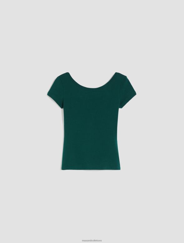 apģērbu 8VJP600 tumši zaļa pieguļošs džersija t-krekls sievietes MAX&Co.