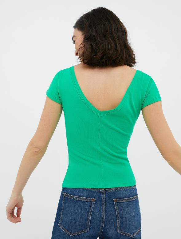 apģērbu 8VJP602 debesu zils pieguļošs džersija t-krekls sievietes MAX&Co.