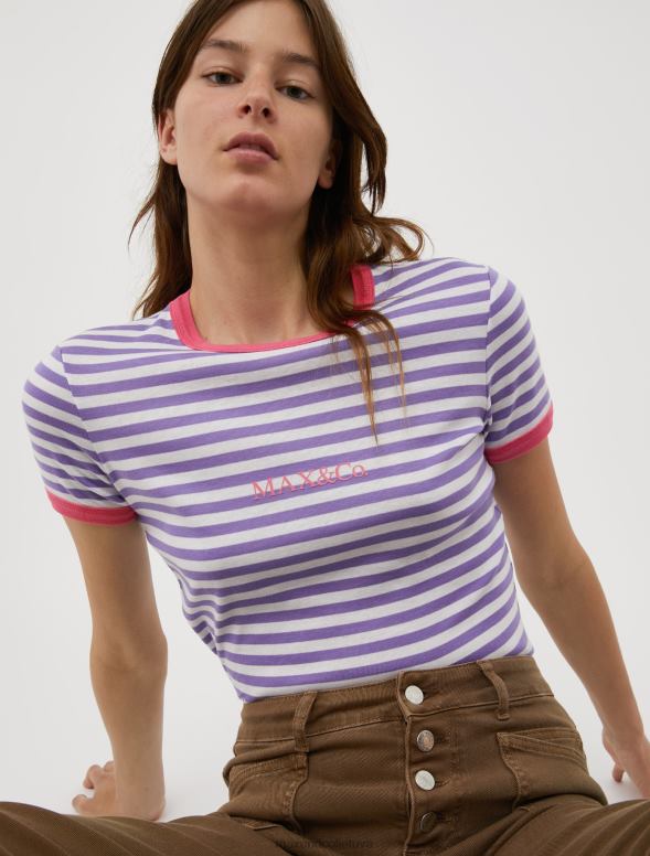 apģērbu 8VJP603 ceriņi pieguļošs t-krekls ar logotipa apdruku sievietes MAX&Co.