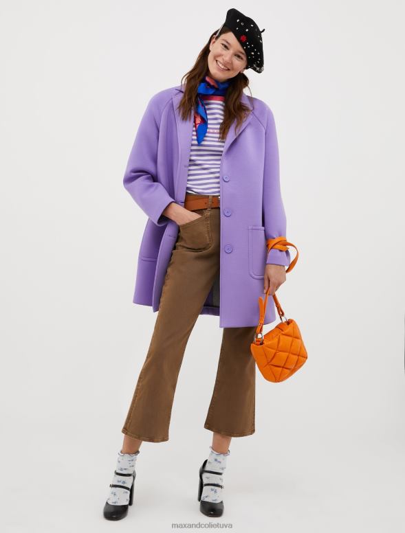 apģērbu 8VJP603 ceriņi pieguļošs t-krekls ar logotipa apdruku sievietes MAX&Co.