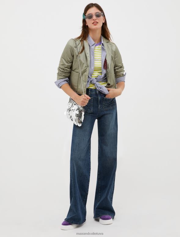 apģērbu 8VJP605 skābi zaļš pieguļošs t-krekls ar logotipa apdruku sievietes MAX&Co.