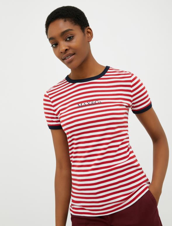 apģērbu 8VJP607 sarkans pieguļošs t-krekls ar logotipa apdruku sievietes MAX&Co.