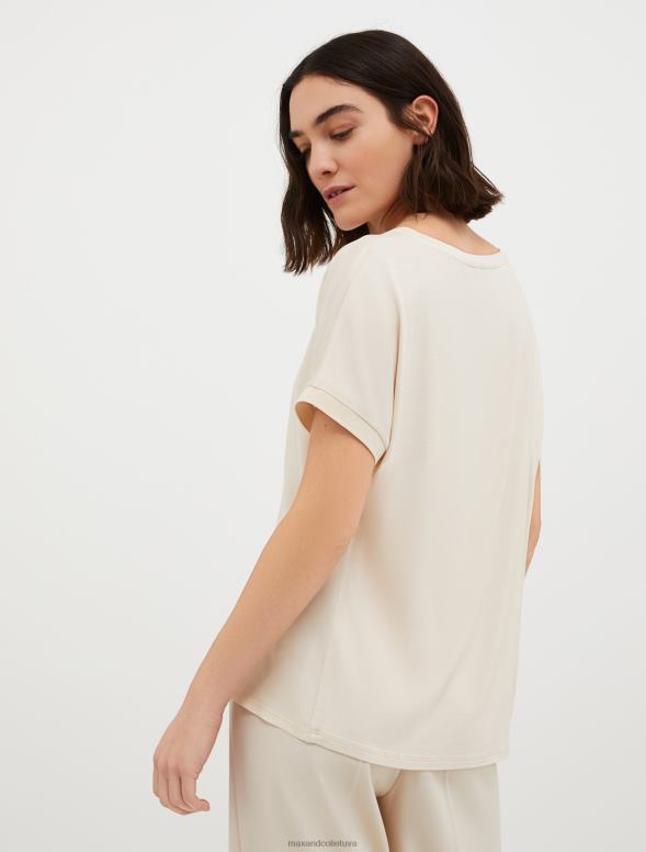 apģērbu 8VJP610 bēšs zīda un džersija t-krekls sievietes MAX&Co.