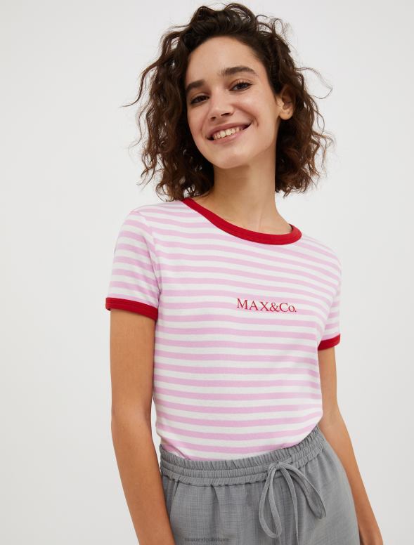 apģērbu 8VJP611 veca roze kokvilnas krekls ar logotipu apdruku sievietes MAX&Co.