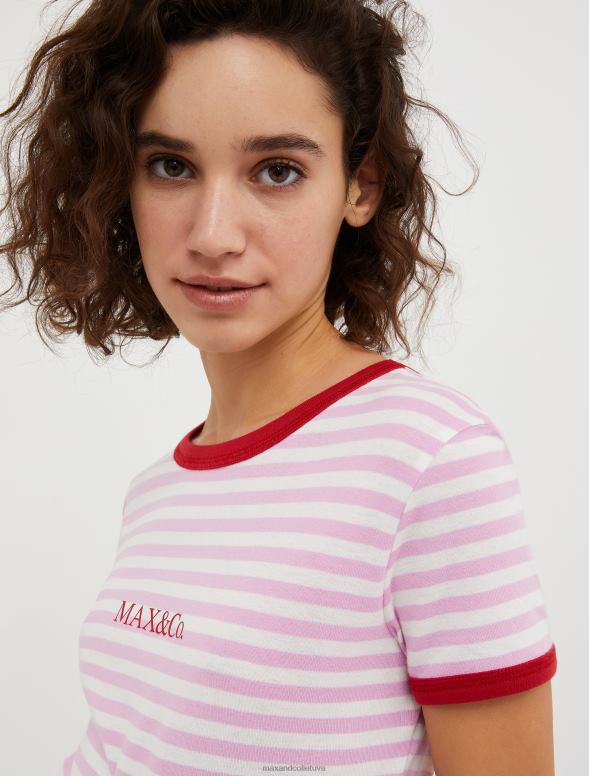 apģērbu 8VJP611 veca roze kokvilnas krekls ar logotipu apdruku sievietes MAX&Co.