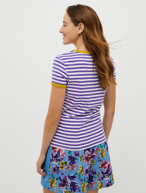 apģērbu 8VJP612 violets kokvilnas krekls ar logotipu apdruku sievietes MAX&Co.