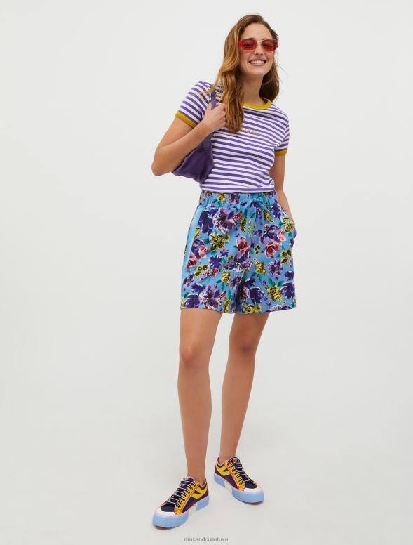 apģērbu 8VJP612 violets kokvilnas krekls ar logotipu apdruku sievietes MAX&Co.