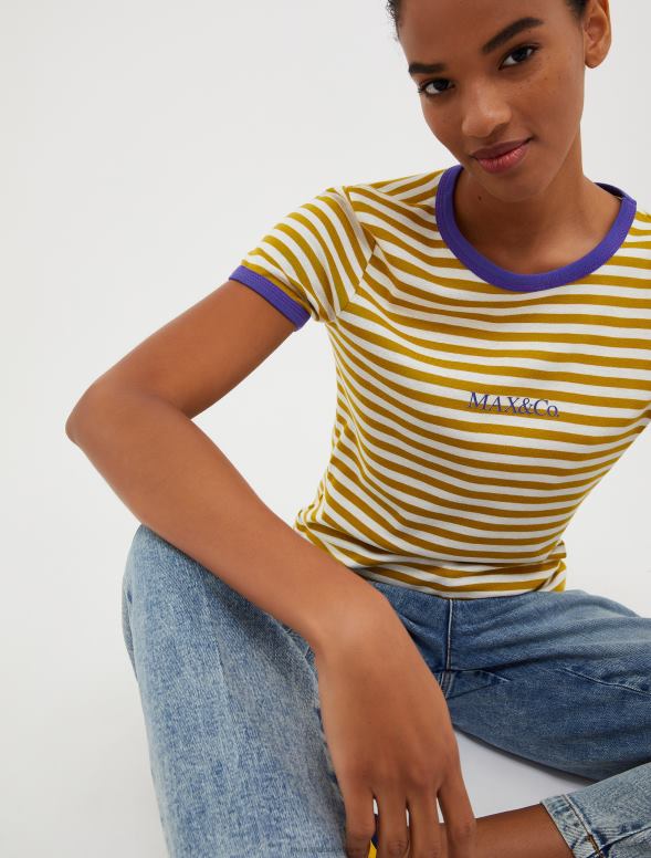 apģērbu 8VJP613 olīvu zaļš kokvilnas krekls ar logotipu apdruku sievietes MAX&Co.