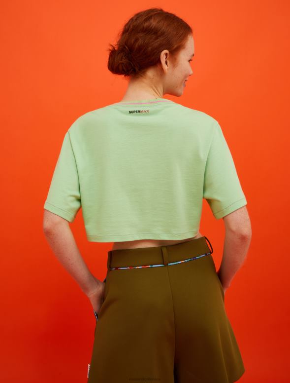 apģērbu 8VJP615 pasteļzaļa superga apgriezts t-krekls sievietes MAX&Co.