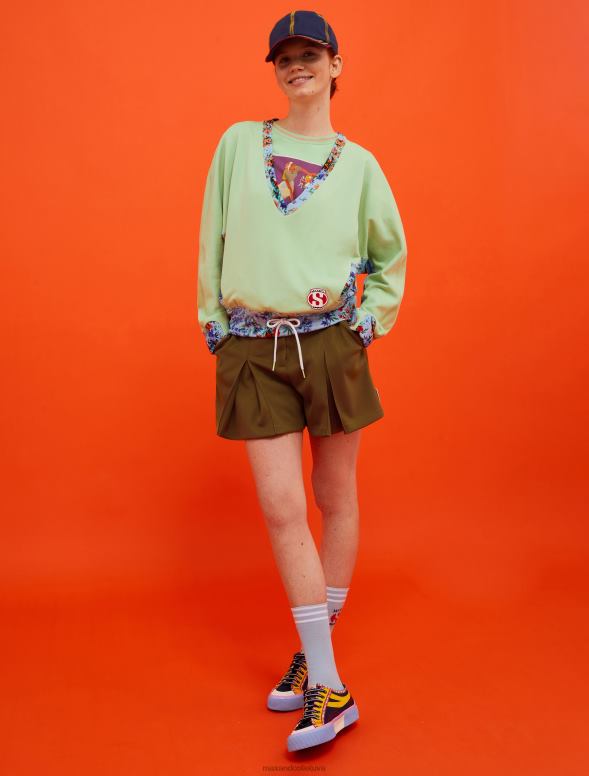 apģērbu 8VJP615 pasteļzaļa superga apgriezts t-krekls sievietes MAX&Co.