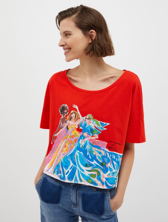 apģērbu 8VJP621 sarkans zīmēsim! apgriezts t-krekls sievietes MAX&Co.