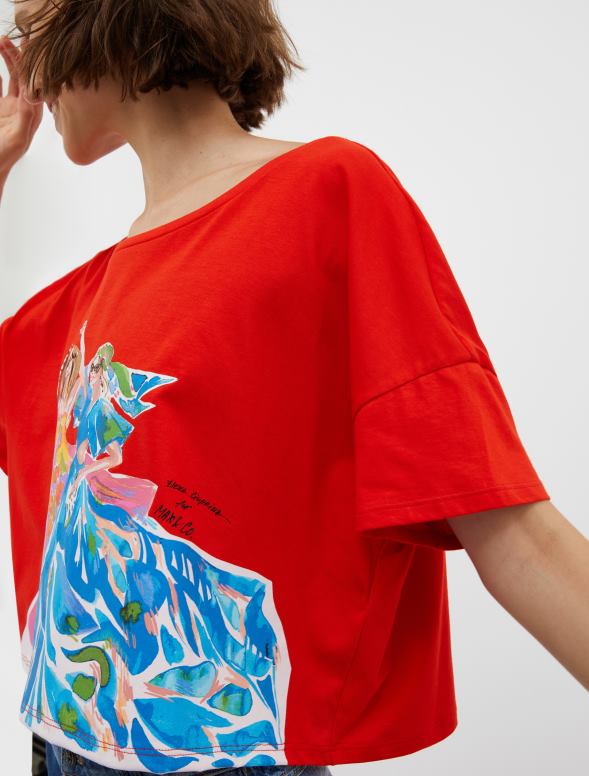 apģērbu 8VJP621 sarkans zīmēsim! apgriezts t-krekls sievietes MAX&Co.