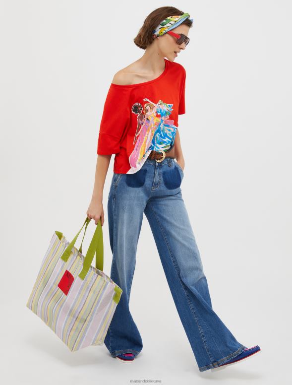 apģērbu 8VJP621 sarkans zīmēsim! apgriezts t-krekls sievietes MAX&Co.