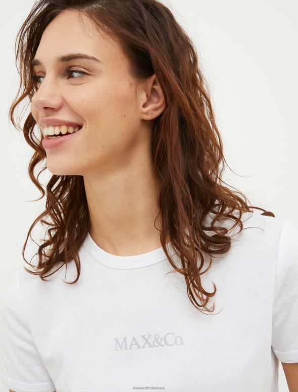 apģērbu 8VJP624 optika balta pieguļošs t-krekls ar logotipa apdruku sievietes MAX&Co.