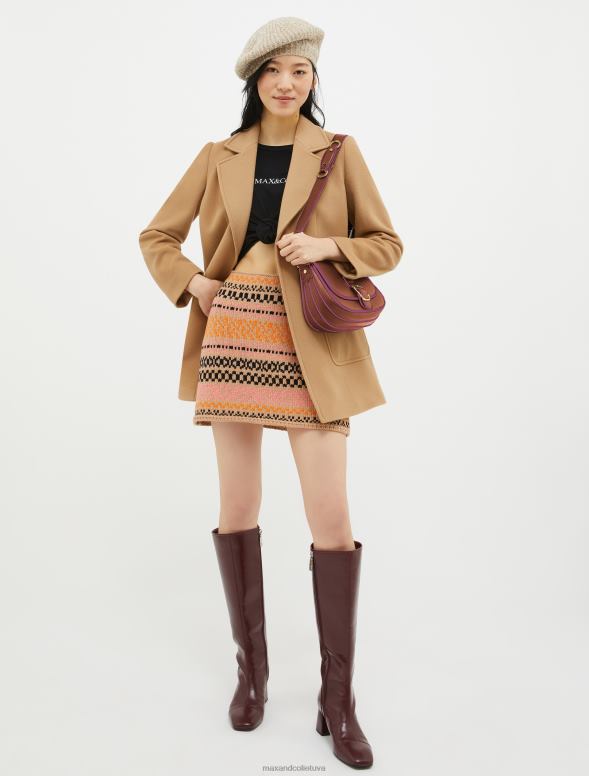 apģērbu 8VJP625 melns pieguļošs t-krekls ar logotipa apdruku sievietes MAX&Co.