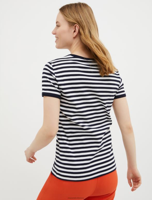 apģērbu 8VJP626 tumši zils raksts pieguļošs t-krekls ar logotipa apdruku sievietes MAX&Co.