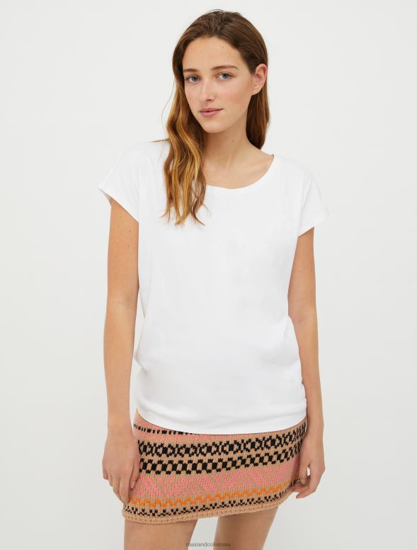 apģērbu 8VJP627 optika balta kokvilnas džersija t-krekls sievietes MAX&Co.
