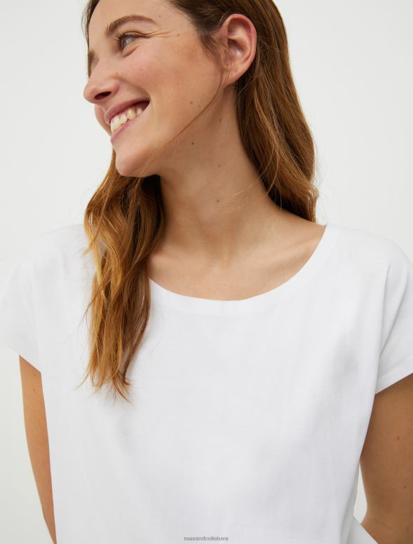 apģērbu 8VJP627 optika balta kokvilnas džersija t-krekls sievietes MAX&Co.