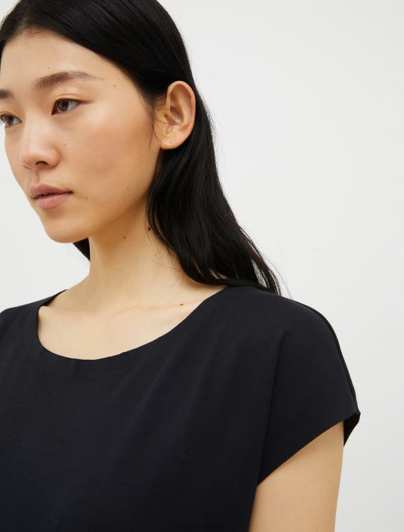 apģērbu 8VJP628 melns kokvilnas džersija t-krekls sievietes MAX&Co.