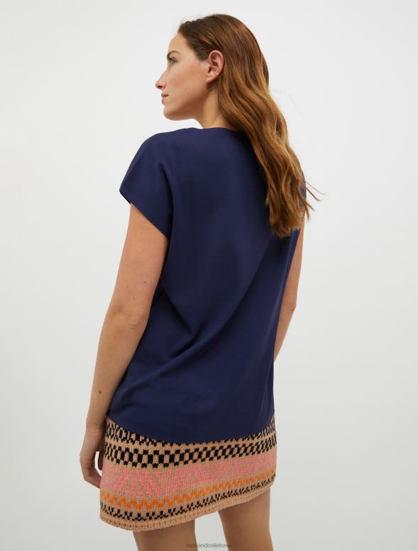 apģērbu 8VJP629 jūras zils kokvilnas džersija t-krekls sievietes MAX&Co.