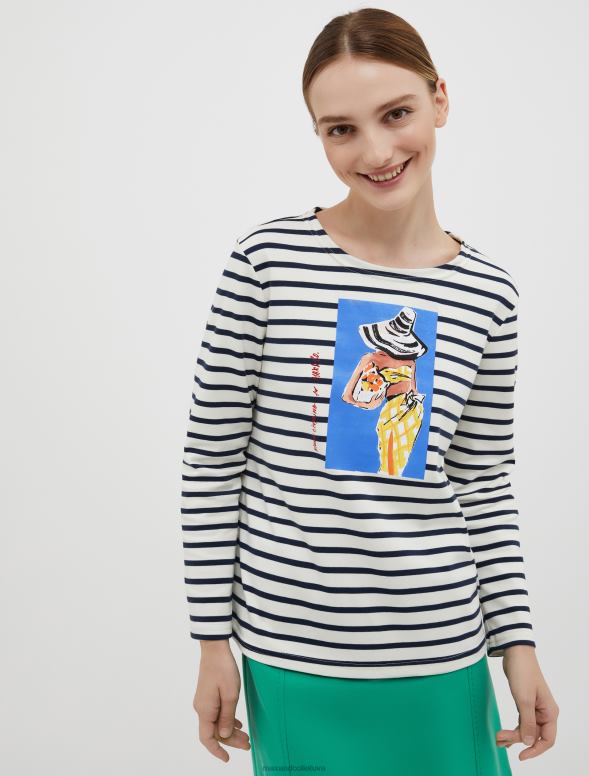 apģērbu 8VJP636 balts raksts zīmēsim! mariniere t-krekls sievietes MAX&Co.