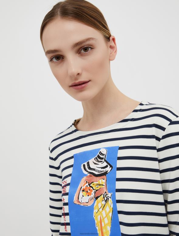 apģērbu 8VJP636 balts raksts zīmēsim! mariniere t-krekls sievietes MAX&Co.