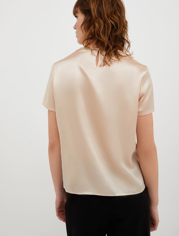 apģērbu 8VJP638 rozā zīda-satīna t-krekls sievietes MAX&Co.