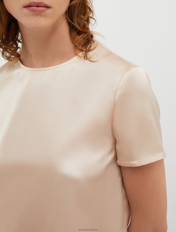 apģērbu 8VJP638 rozā zīda-satīna t-krekls sievietes MAX&Co.
