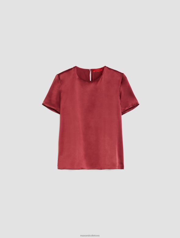 apģērbu 8VJP639 bordo zīda-satīna t-krekls sievietes MAX&Co.