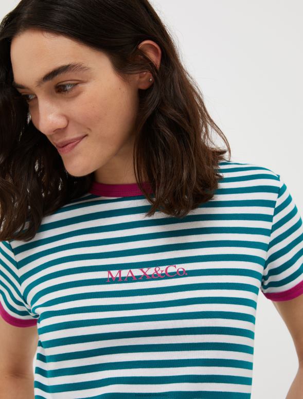 apģērbu 8VJP649 zaļš pieguļošs t-krekls ar logotipu sievietes MAX&Co.