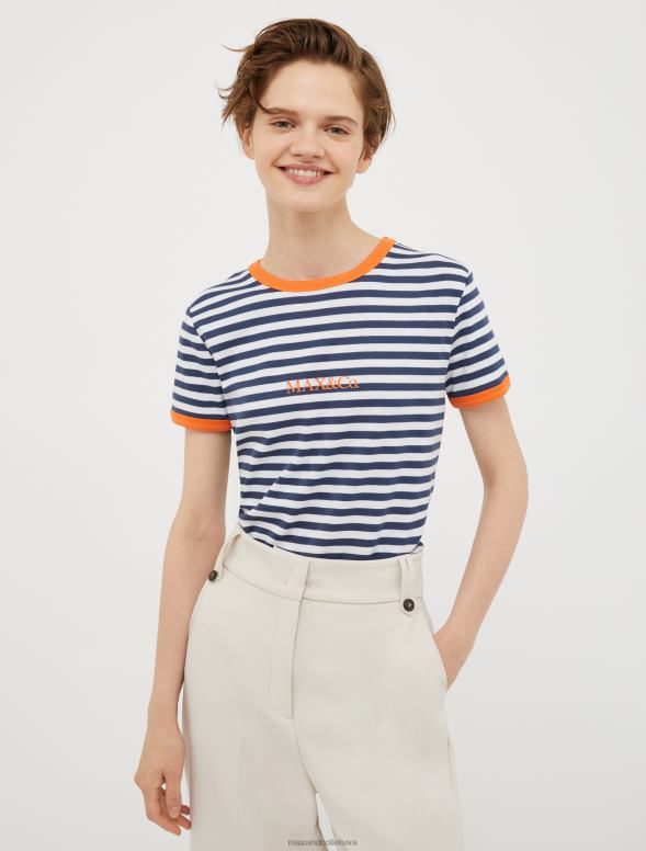 apģērbu 8VJP650 jūras zils pieguļošs t-krekls ar logotipu sievietes MAX&Co.