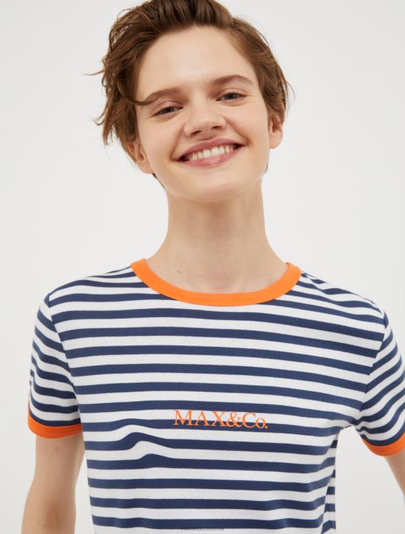 apģērbu 8VJP650 jūras zils pieguļošs t-krekls ar logotipu sievietes MAX&Co.