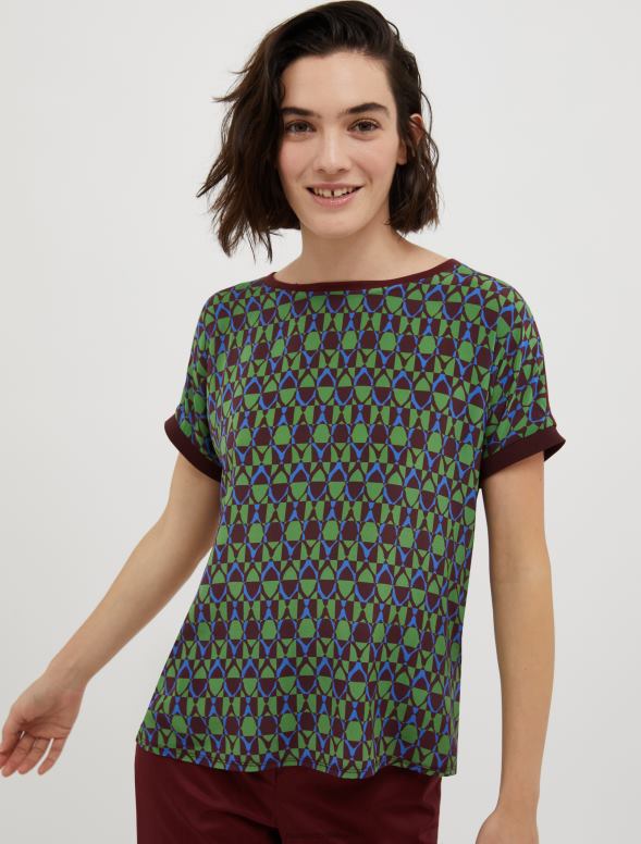 apģērbu 8VJP652 brūns zīda un džersija t-krekls sievietes MAX&Co.